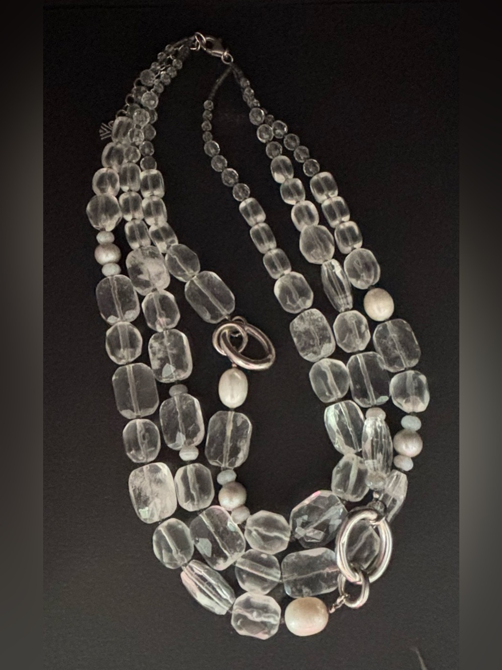 Silpada N1789 White Heat 925 Sterling Multi Strand Clear Quartz Pearl Necklace